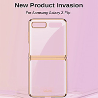 Phone Case For Samsung Galaxy Z Flip Shockproof Plating Back Cover Transparent Tempered Glass Hard PC miniinthebox