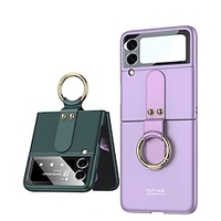 Phone Case With Ring Holder For Samsung Galaxy Back Cover Galaxy Z Flip 3 2 5G Shockproof Dustproof Solid Colored PC Matte Hard Plastic Case miniinthebox