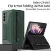 Phone Case with S Pen Holder for Samsung Galaxy Back Cover Galaxy Z Fold 3 5G Card Holder Shockproof Dustproof Solid Colored PU Leather TPU miniinthebox