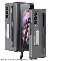 Phone Case with S Pen Holder for Samsung Galaxy Back Cover Galaxy Z Fold 3 5G Shockproof Dustproof with Stand Solid Colored PU Leather miniinthebox