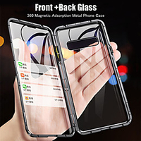 Phone Case with Screen Protector For Samsung Galaxy Magnetic Adsorption S9 S9 Plus S10 S10 Transparent Double Sided Transparent Metal miniinthebox