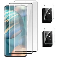 Phone Screen Protector For SAMSUNG S21 Plus Ultra S21 S20 Plus Tempered Glass 4 pcs High Definition (HD) 9H Hardness Scratch Proof Fingerprint Compatible 3D Curved with Camera Lens Protector miniinthebox