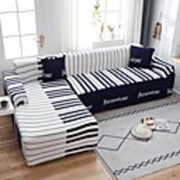 Piano Key Print 1-Piece Sofa Cover Couch Cover Furniture Protector Soft Stretch Sofa Slipcover Spandex Jacquard Fabric Super Fit for 1~4 Cushion Couch and L Shape Sofa, Easy to Install