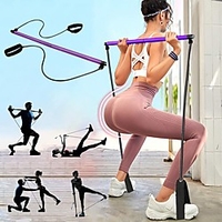 Pilates Resistance Band and Toning Bar Pilates Exercise Stick Sports Latex Nylon Foam Home Workout Yoga Pilates Portable Adjustable Removable Muscle Building Weight Loss Full Body Toning For Men Women miniinthebox