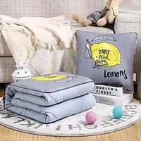 Pillow Quilt Multifunction Washed Cotton Cartoon Fruit Comfortable Napping Pillow Car Purpose Cushion Office Nap Pillow Folding Blanket Sofa Pillow Air Conditioning Quilt miniinthebox