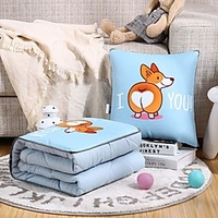 Pillow Quilt Multifunction Washed Cotton Cute Animal Comfortable Napping Pillow Car Purpose Cushion Office Nap Pillow Folding Blanket Sofa Pillow Air Conditioning Quilt miniinthebox