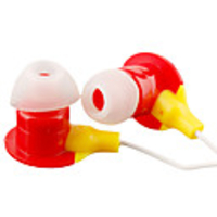 Ping Pong Table Tennis Bat Style Earphones (Red/Yellow)