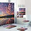 Pink Fire Cloud Small Lake Digital Printing Four-piece Set Shower Curtains and Hooks Modern Polyester Machine Made Waterproof Bathroom