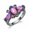 pink fire opal women jewelry gemstone black gold filled ring size 5-12