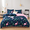 Pink Flamingo Print 3 Pieces Bedding Set Duvet Cover Set Modern Comforter Cover Ultra Soft Hypoallergenic Microfiber and Easy Care(Include 1 Duvet Cover and 1 or2 Pillowcases)