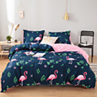 Pink Flamingo Print 3 Pieces Bedding Set Duvet Cover Set Modern Comforter Cover Ultra Soft Hypoallergenic Microfiber and Easy Care(Include 1 Duvet Cover and 1 or2 Pillowcases)