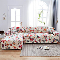Pink Floral Print Dustproof All-powerful Slipcovers Stretch L Shape Sofa Cover Super Soft Fabric Couch Cover Sofa Furniture Protector with One Free Boster Case miniinthebox