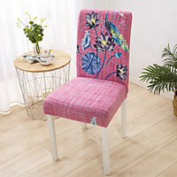 Pink Floral Print Super Soft Chair Cover Stretch Removable Washable Dining Room Chair Protector Slipcovers Home Decor Dining Room Seat Cover miniinthebox
