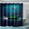 Pink Lotus Green Leaves Digital Printing Shower Curtain Shower Curtains Hooks Modern Polyester New Design