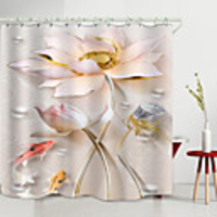 Pink lotus Red Yellow Carp Digital Printing Shower Curtain Shower Curtains Hooks Modern Polyester New Design