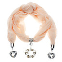 Pink Roundness Diamond-Studded Pendant Scarf Necklace