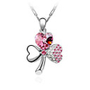 Pink Shining Crystal And Platinum Plated Alloy Clover Shaped Pendant Necklace