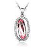 Pink Shining Crystal And Platinum Plated Alloy Pendant Necklace