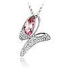Pink Shining Crystal And Platinum Plated Alloy Pendant Necklace