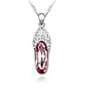 Pink Shining Crystal And Platinum Plated Alloy Pendant Necklace