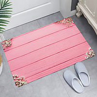 Pink Wood Plank Flowers Digital Printing Floor Mat Modern Bath Mats Nonwoven Memory Foam Novelty Bathroom