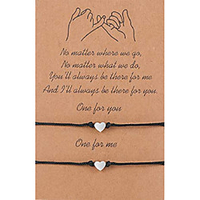 pinky pomise distance matching heart bracelets for best friends couple family women mens teen girls (heart bracelet)