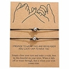 pinky promise distance bracelets adjustable white black beads charm black cord friendship match bracelets for best friends couple family (black white beads)