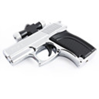 Pistol Shaped Lighter with Red Laser Beam (Silver)