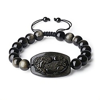 pixiu pi yao gold sheen obsidian bracelet for men