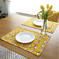 Placemat Cotton Heat Resistant Cartoon 3D Cartoon 3245 cm Yellow 4 pcs