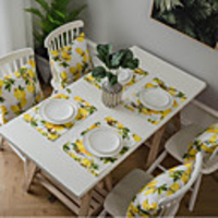 Placemat Lemon Print Double-sided Placemat Thickened Modern Fabric 4pcs
