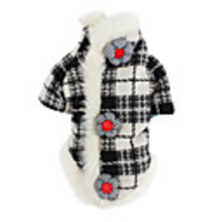 Plaid Coat for Dogs (XS-XL,  Black and White)