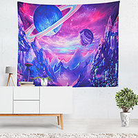 Planet Mountain Galaxy Wall Tapestry Art Decor Blanket Curtain Hanging Home Bedroom Living Room Decoration Polyester miniinthebox