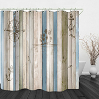 Plank Anchor Print Waterproof Fabric Shower Curtain for Bathroom Home Decor Covered Bathtub Curtains Liner Includes with Hooks