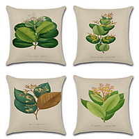 Plant Double Side Cushion Cover 4PC Soft Decorative Square Throw Pillow Cover Cushion Case Pillowcase for Bedroom Livingroom Superior Quality Machine Washable Indoor Cushion for Sofa Couch Bed Chair miniinthebox