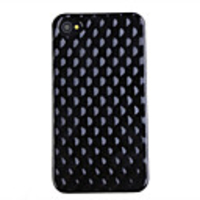 Plating Rhombus Pattern Back Case Cover for iPhone 4 Black