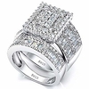 platinum over sterling silver big womens bridal rings set bling princess cut cubic zirconia size 5-11.5