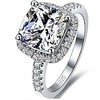 platinum plated 4 carat princess cut cz simulated diamond wedding engagement proposal ring (silver,  9)