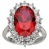 platinum-plated sterling silver created ruby with swarovski accent ring,  size 7