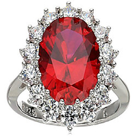 platinum-plated sterling silver created ruby with swarovski accent ring,  size 7