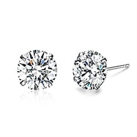 platinum plated sterling silver stud earrings made with swarovski crystals(6mm;2.75cttw)