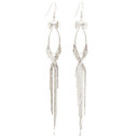 Platinum Plated Two Diamond Knot Tassel Earrings