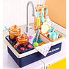 play kitchen sink toys with automatic faucets,  kids kitchen set dishwasher with cooking stove,  tableware and accessories pretend role play toys for toddlers boys girls aged 2 3 4 5 6(blue)