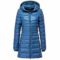 Plus Size Down Jacket Women Spring Autumn Winter Warm Duck Coats Long Slim Hooded Thin Lightweight Outerwear Blue miniinthebox
