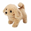 plush golden retriever electronic interactive toy walking, barking, wagging tail, stretching puppy dog 7 inches gifts for kids (gold)