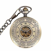 pocket watch classic carved roman hollow automatic mechanical pocket watch flip vintage antique gift pocket watch for men women watches (color: gold,  size: 4.7x1.5cm)