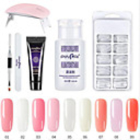 Polygel Kit With UV LED Lamp Nail Extension Builder Gel Full Cover Nail Tips, Brush,  File,  Poly Gel Colors Gel and Liquid Polygel Nail Builder Kit(Six-piece set)
