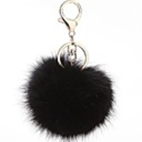 pom pom keychain genuine rabbit fur ball keychain fluffy accessories car bag charm