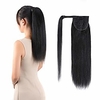 ponytail extensions real human hair clip in 16 inches 65g jet black color straight drawstring warp around ponytail hair piece remy human hair for women miniinthebox