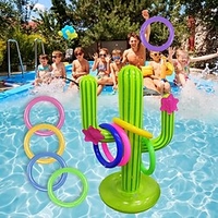 Pool Floats, Outdoor Swimming Pool accessories Inflatable Cactus Ring Toss Game Set Floating Pool Toys Beach Party Supplies Party Bar Travel, Inflatable for PoolCandy miniinthebox